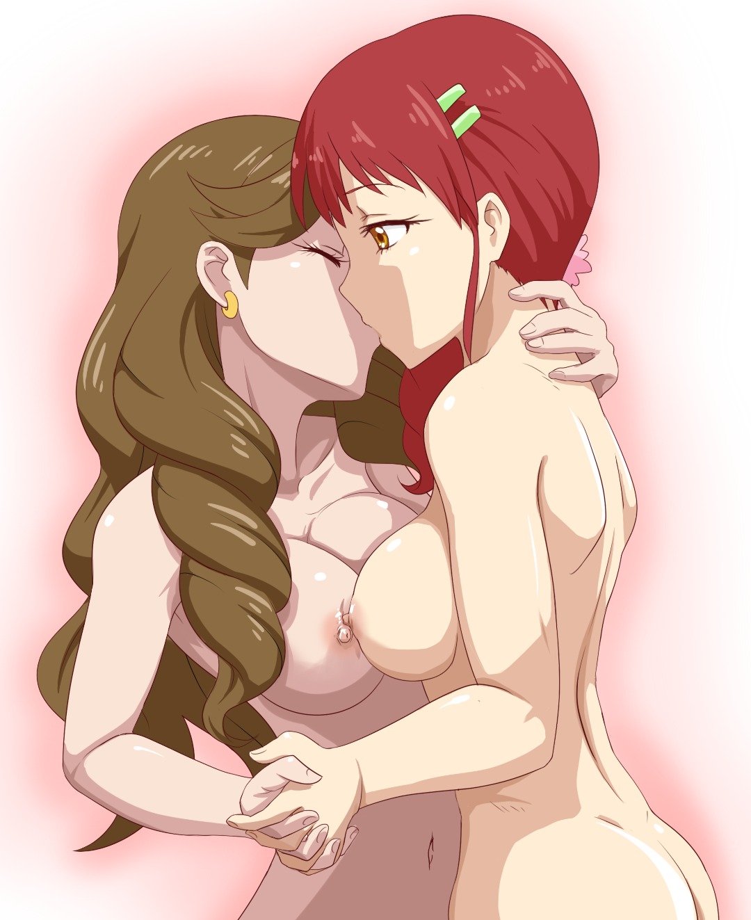 Hakuyou Choun Aikatsu Hoshimiya Ringo Mitsuishi Orihime Naked Nipples Symmetrical Docking Yuri